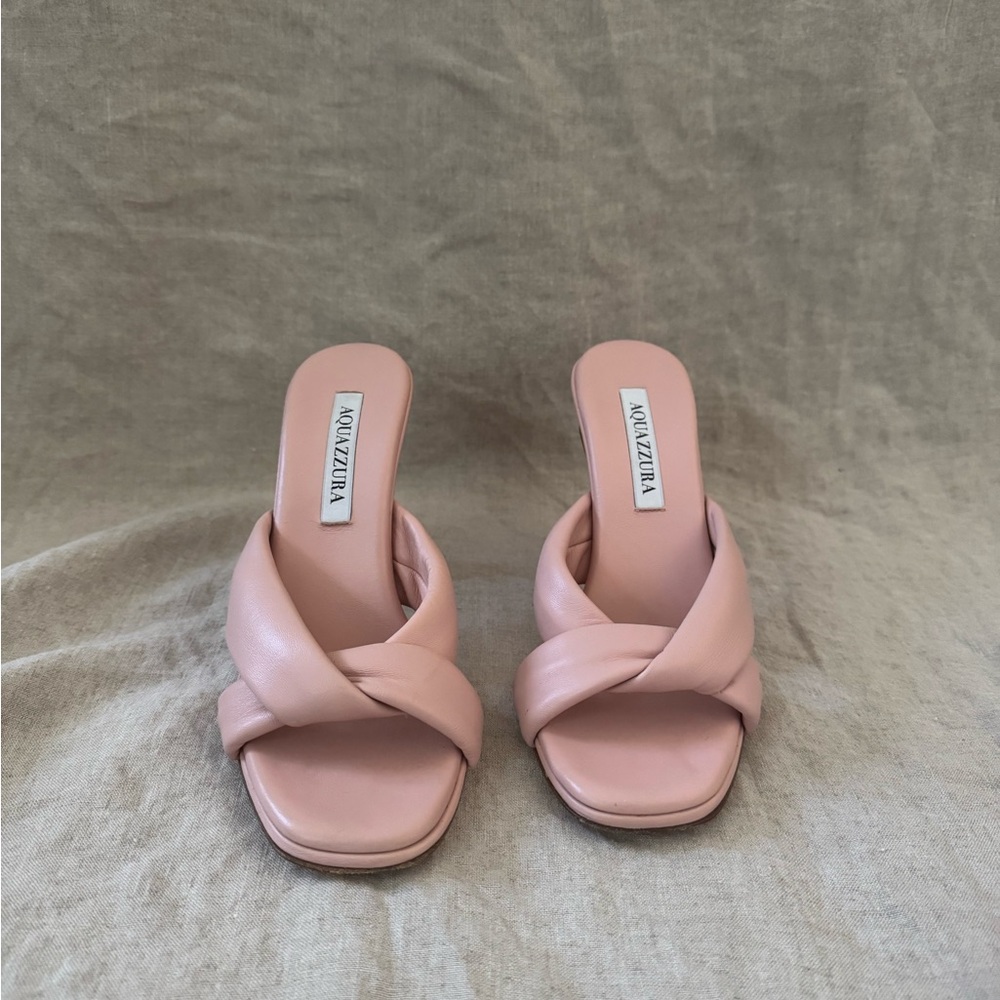 Aquazzura Knotted Leather Heels – Blush Pink, Size 7